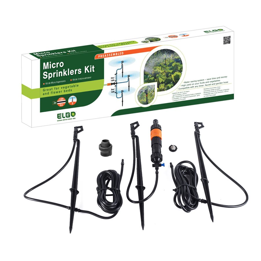 Garden Dripline Sprinkler Kit with 3 Spike Micro Sprinklers and Hose Quick Connector - Garden Centre - Nursery