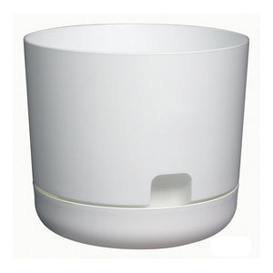 Oasis Self Watering Planter with Saucer Plastic 8in White - Garden Centre - Nursery
