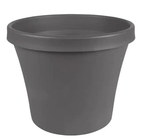 Terra 8 in. Charcoal Plastic Planter - Garden Centre - Nursery