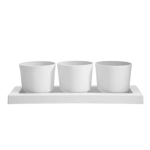 Trio Planter Tray with 3 Snap In planters 4inx14in White - Garden Centre - Nursery