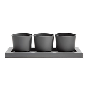 Trio Planter Tray with 3 Snap In planters 4inx14in Charcoal - Garden Centre - Nursery