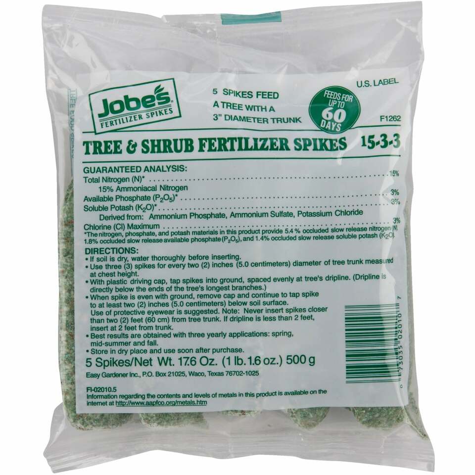 Jobe's 15-3-3Tree & Shrub Fertilizer Spikes 5/Pkg - Garden Centre - Nursery